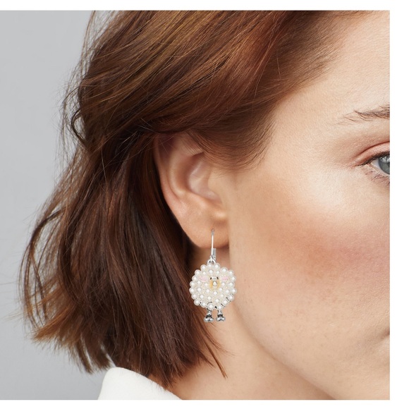 Napier Pearl Sheep Earrings with Silver Accents,earrings for women,sheep earring - Picture 9 of 9